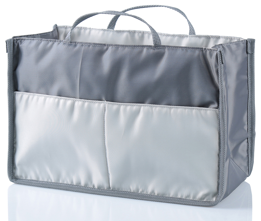 Grey Cotton Canvas Bag Organizer Purse Insert Diaper Bag 