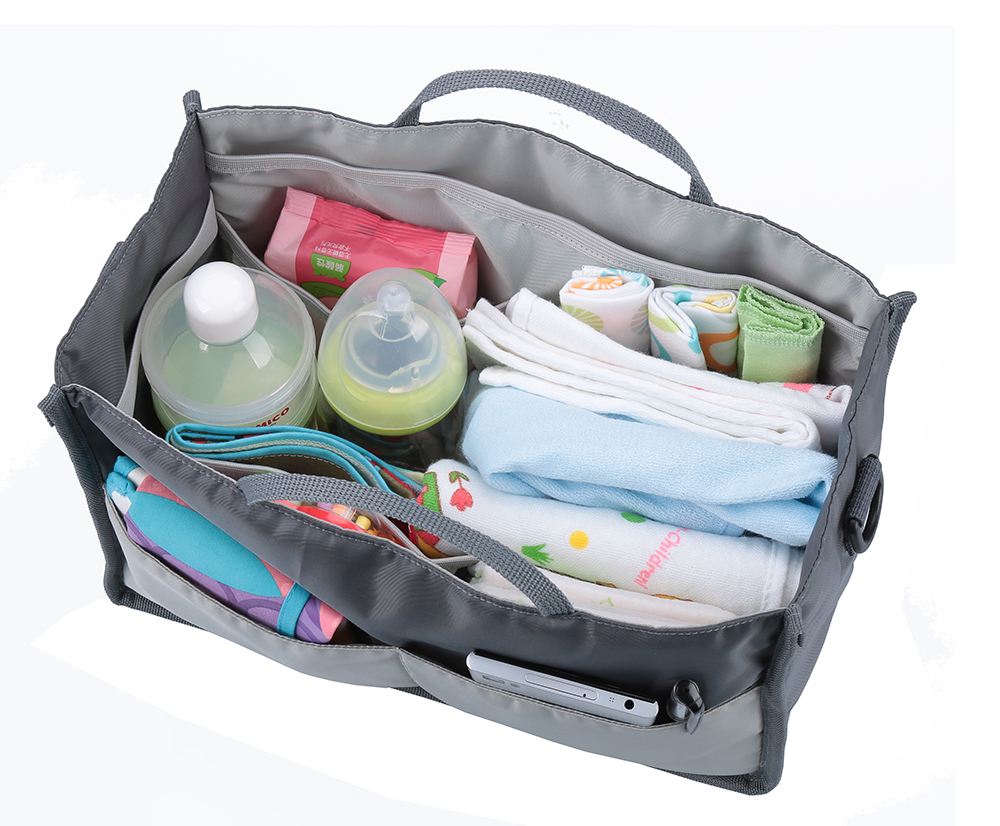 Diaper Bag Insert Organizer for Stylish Moms Tote Purse Handbag, 11  Pockets, Gray