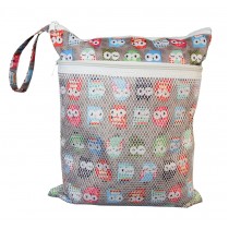 Wet Dry Bags for Cloth Diapers (Owls Print)